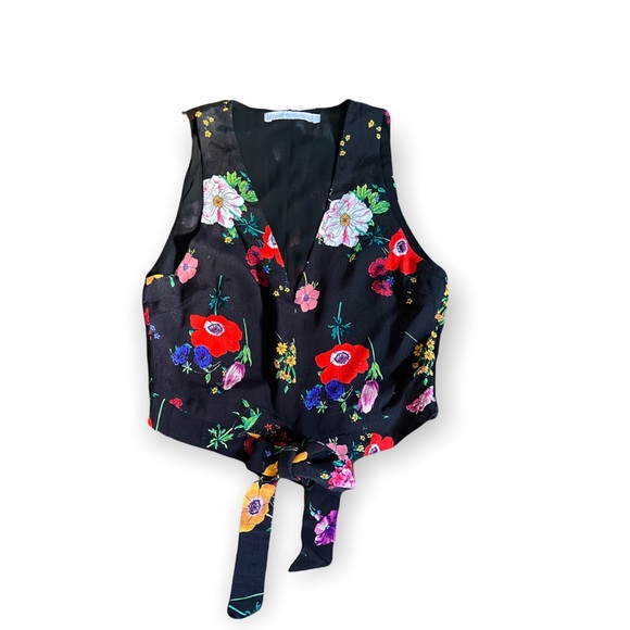 Zara trafalic collection cropped vneck blouse size S - Picture 3 of 8